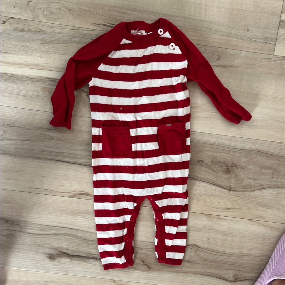 Cat & Jack Red and White Striped Footie
